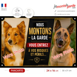Photo personnalisable, plaque pluriel portail "Nous Montons la Garde, risques périls" VIGIL, rue bien visible, résiste dehors