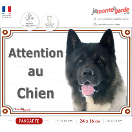Akita Américain bringé, plaque portail "Attention au Chien" photo résiste intempéries, idée cadeau