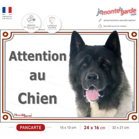 Akita Américain bringé, plaque portail "Attention au Chien" photo résiste intempéries, idée cadeau