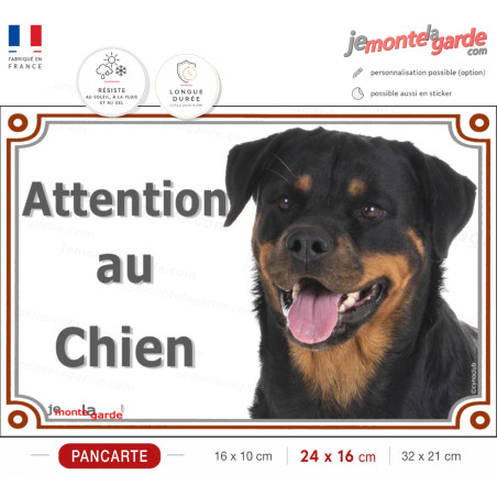 Rottweiler, plaque portail "Attention au Chien" photo Rott, résiste dehors, idée cadeau, fabriqué en France