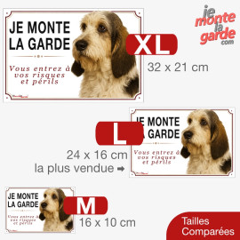 Basset griffon Vendéen, plaque portail "JE MONTE LA GARDE, risques et périls" 3 Tailles