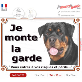 Rottweiler Buste, Plaque portail "Je Monte la Garde, vous entrez à vos risques et périls' photo, résiste dehors, idée cadeau