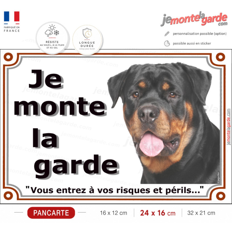 Rottweiler Buste, Plaque portail "Je Monte la Garde, vous entrez à vos risques et périls' photo, résiste dehors, idée cadeau Rottweiler Buste, Plaque portail "Je Monte la Garde, vous entrez à vos risques et périls' photo, résiste dehors, idée cadeau