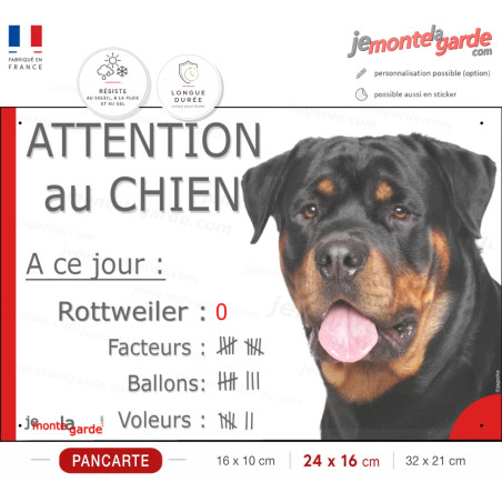 Rottweiler, plaque humour "Attention Chien, Nombre Voleurs, facteurs" 3 Tailles Rottweiler, plaque humour "Attention Chien, Nombre Voleurs, facteurs" 3 Tailles
