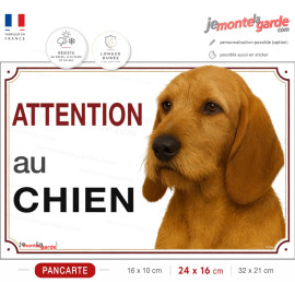 Pancarte Basset fauve de Bretagne au poil fauve "ATTENTION au CHIEN", fabriquée en France pour portail