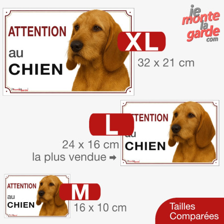 Basset Fauve de Bretagne, plaque portail "ATTENTION AU CHIEN" 3 Tailles