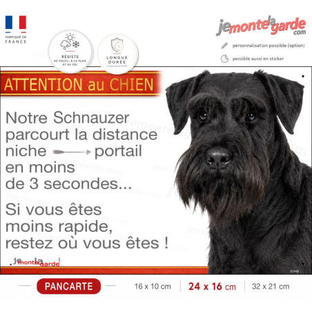 Pancarte Schnauzer noir "Si vous êtes moins rapide, restez où vous êtes !" résistante dehors et française