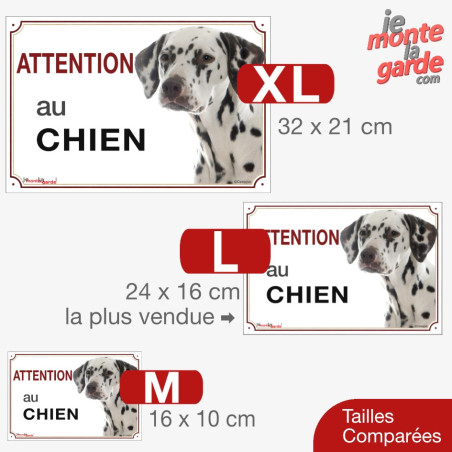 Dalmatien, plaque portail "Attention au Chien" résiste dehors, 3 Tailles