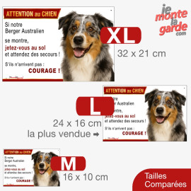 Berger Australien bleu merle, plaque portail humour "Attention au Chien, Jetez Vous au Sol" 3 Tailles