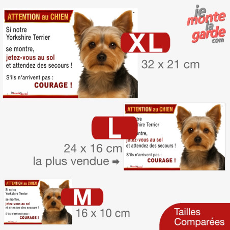Yorkshire Terrier, plaque portail humour "Attention au Chien, Jetez Vous au Sol" 3 Tailles