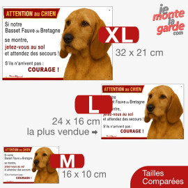 Basset fauve de Bretagne, plaque humour "Attention au Chien, Jetez Vous au Sol" 3 Tailles