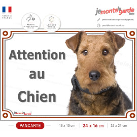 Airedale Terrier, plaque portail extérieure "Attention au Chien" photo résiste intempéries, idée cadeau