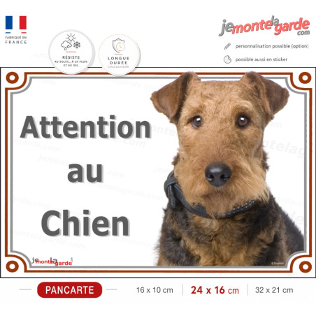 Airedale Terrier, plaque portail extérieure "Attention au Chien" photo résiste intempéries, idée cadeau