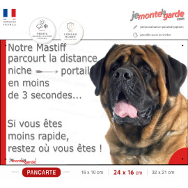 Mastiff tête, plaque humour "parcourt la distance Niche-Portail en moins de 3 secondes, rapide" photo résiste pluie soleil gel