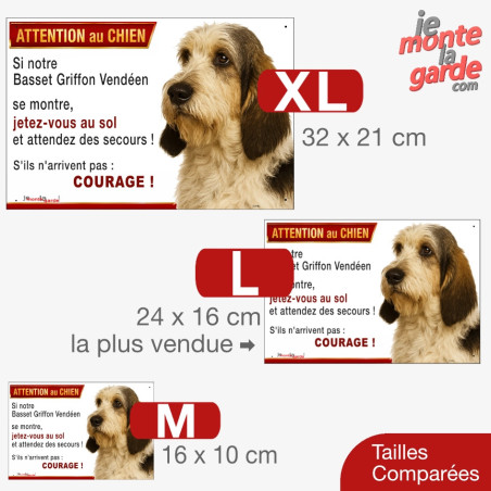 Basset Griffon Vendéen, plaque humour "Attention au Chien, Jetez Vous au Sol" 3 Tailles
