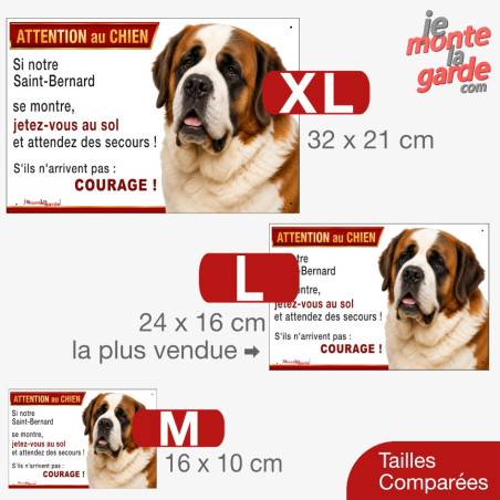 Saint-Bernard, plaque humour "Attention au Chien, Jetez Vous au Sol" 3 Tailles
