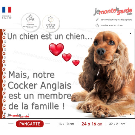 Cocker Anglais Golden, plaque photo "membre de la Famille" résiste dehors, 3 Tailles