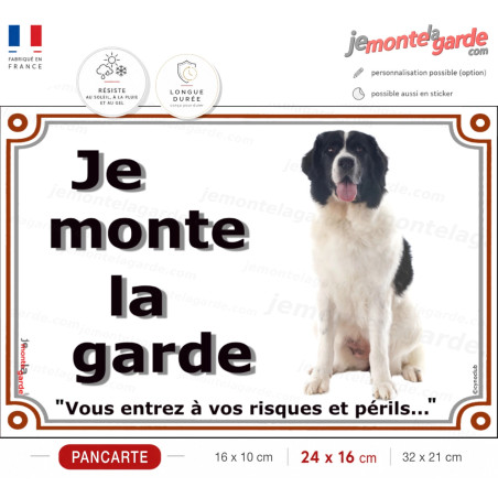 Landseer, plaque portail "Je Monte la Garde, risques périls" 3 Tailles