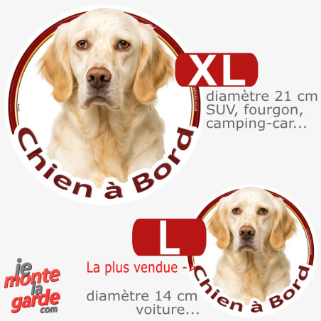 Setter Anglais lemon belton, sticker rond voiture "Chien à Bord" 2 Tailles