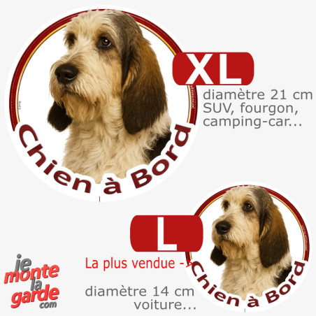 Basset Griffon Vendéen, sticker rond voiture "Chien à Bord" 2 Tailles