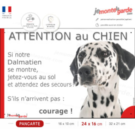 Dalmatien tête, plaque portail humour "Attention au Chien, Jetez Vous au Sol" photo, résiste dehors, idée cadeau