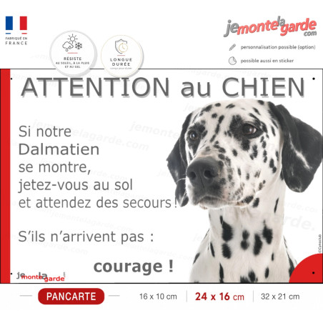 Dalmatien tête, plaque portail humour "Attention au Chien, Jetez Vous au Sol" photo, résiste dehors, idée cadeau