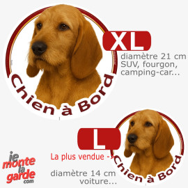 Basset Fauve de Bretagne, sticker rond voiture "Chien à Bord" 2 Tailles