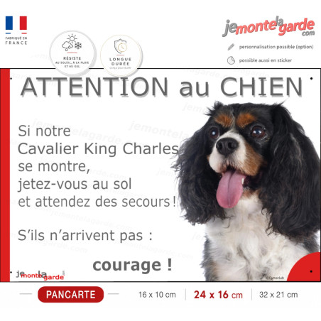 Cavalier King Charles, Panneau humour "Attention au Chien, Jetez-vous au sol, courage !"