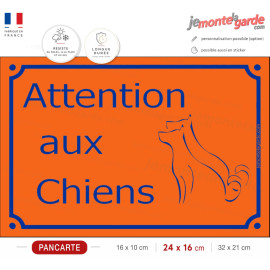 "Attention aux Chiens" Plaque de Rue pluriel Orange portail couleur plusieurs chiens mandarine corail, résiste dehors