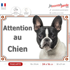 Bouledogue Français Caille, Pancarte portail "Attention au Chien" bulldog photo, résiste dehors, il idée cadeau