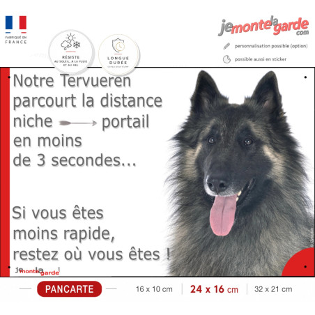 Berger Belge, plaque humour "Notre Tervueren parcourt la distance Niche-Portail moins 3 secondes, rapide"photo, résiste dehors