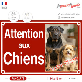 Photo personnalisable, PANCARTE portail BORDEAUX, rouge basque PLURIEL "Attention aux Chiens" look plaque de rue, résiste dehors
