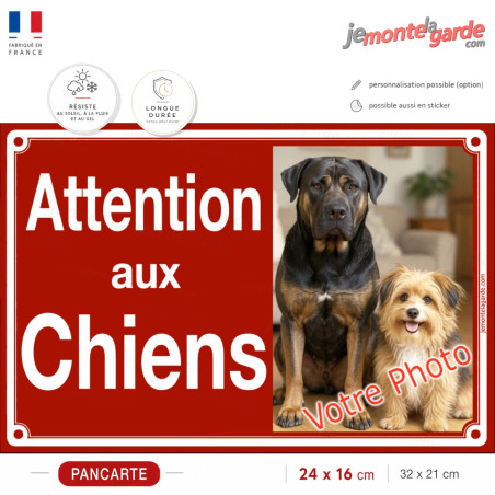 Photo personnalisable, PANCARTE portail BORDEAUX, rouge basque PLURIEL "Attention aux Chiens" look plaque de rue, résiste dehors