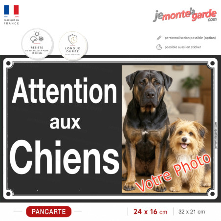 Photo Personnalisable, plaque portail "Attention aux Chiens" pluriel 8 couleurs, 2 Tailles