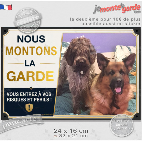 Personnalisée, plaque portail "Nous Montons la Garde, Risques Périls"