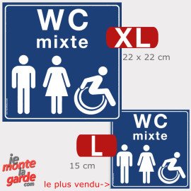 Autocollant WC homme femme et PMR – sticker toilettes avec silhouettes, résiste dehors, 2 Tailles