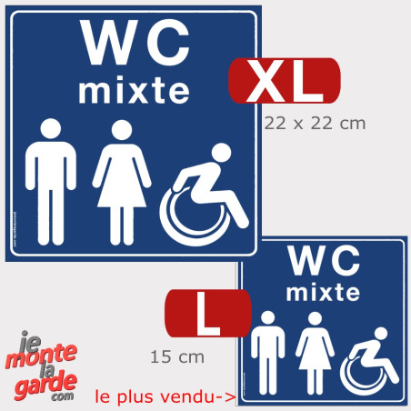 Autocollant WC homme femme et PMR – sticker toilettes avec silhouettes, résiste dehors, 2 Tailles
