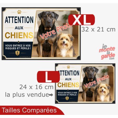Photo Personnalisable, plaque portail pluriel "Attention aux Chiens, Risques et Périls" RIVOLI, 2 Tailles