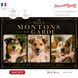 3 Photos personnalisables, plaque pluriel "nous Montons la Garde, risques et périls" look plaque de rue, résiste dehors