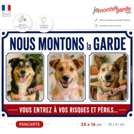 3 Photos personnalisables, plaque pluriel "nous Montons la Garde, risques et périls" look plaque de rue, résiste dehors