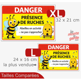 Pancarte "Danger présence de ruches - Abeilles en activité" résiste dehors, 2 Tailles