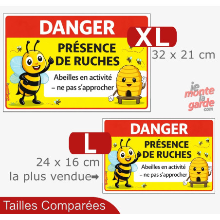 Pancarte "Danger présence de ruches - Abeilles en activité" résiste dehors, 2 Tailles