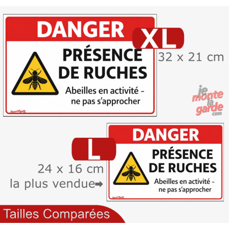 Pancarte "Danger présence de ruches" - Signalisation professionnelle résiste dehors, 2 Tailles