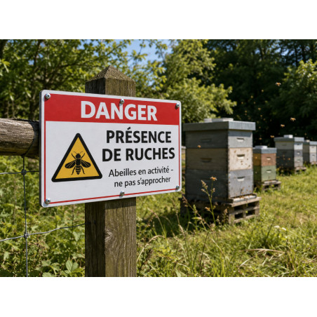 Pancarte Danger présence de ruches - Signalisation professionnelle