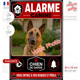 Pancarte humoristique Alarme canine personnalisée avec photo de votre chien