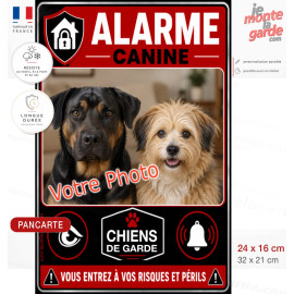 Pancarte personnalisée Alarme canine plusieurs chiens avec vos photos