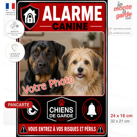 Pancarte personnalisée Alarme canine plusieurs chiens avec vos photos