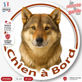 Shikoku sésame rouge, disque photo autocollant "Chien à Bord" Sticker adhésif rond vitre voiture, résiste dehors, idée cadeau