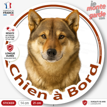 Shikoku sésame rouge, disque photo autocollant "Chien à Bord" Sticker adhésif rond vitre voiture, résiste dehors, idée cadeau
