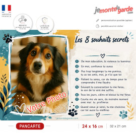 Photo Personnalisable, plaque "les 8 Souhaits Secrets" résiste dehors, 2 Tailles